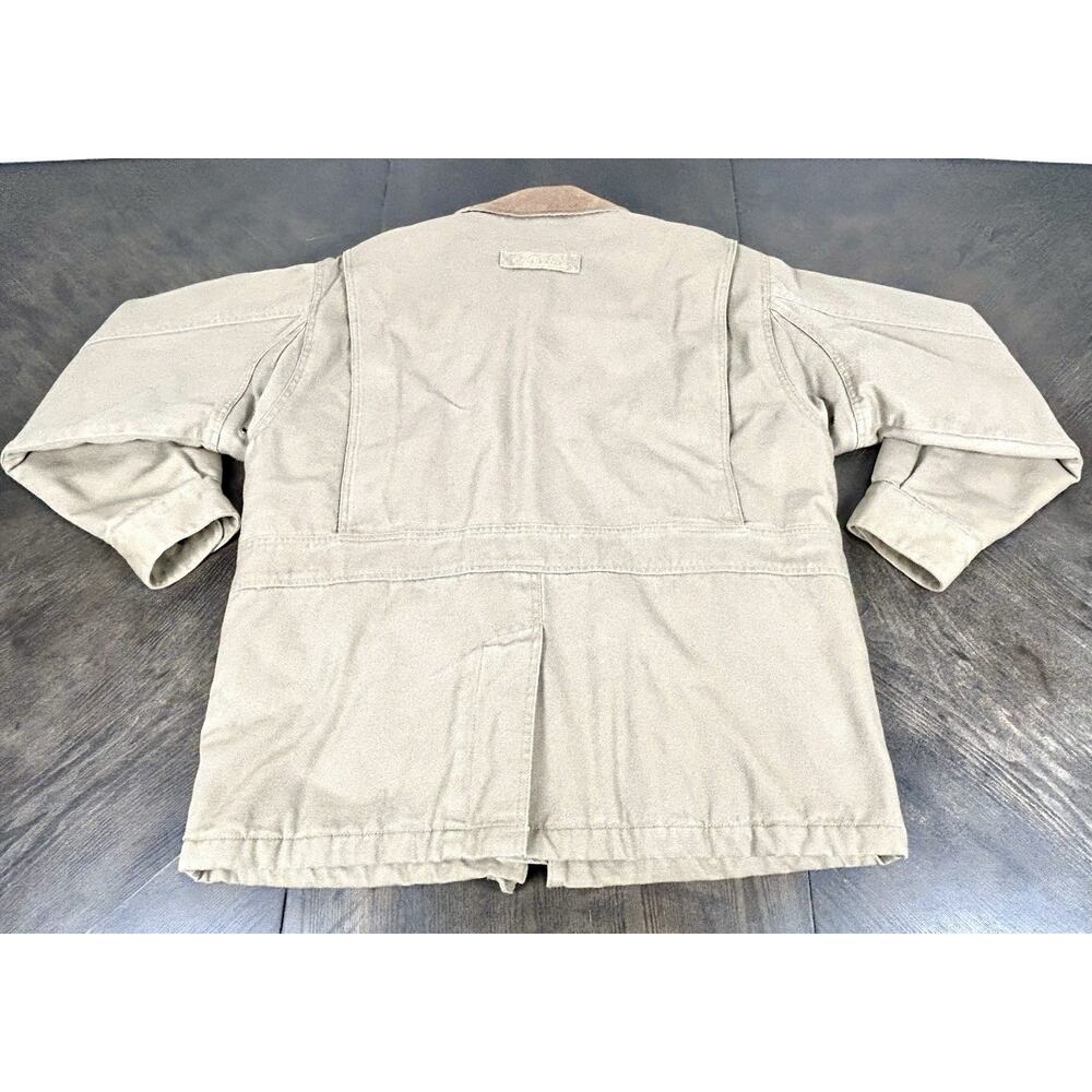 Cabela’s Men’s Chore Field Jacket Beige Nubuck Leather Collar Size L Reg - Picture 16 of 16